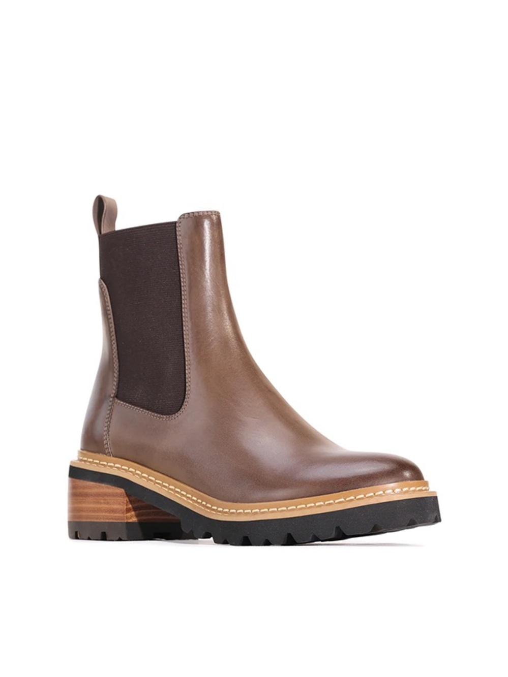 EOS Linear Brown Leather Chelsea Boot with Lug Sole